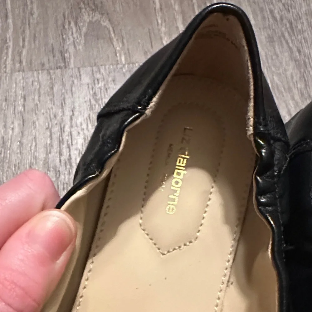 Liz Claiborne Black Loafers with Gold Buckle - Picture 5 of 7